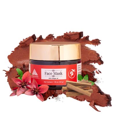 Ayurvedic Clay Facial Mask for Natural Skin Care with Hydrating Radiant Glow Formula - 1.76 Fl oz, Anti-Aging Face Mask for Dull Skin with Ganges Water, Rose Water, Red Ochre Clay Clarified Butter