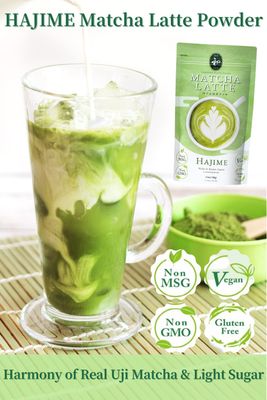 BJDesign Matcha Latte Powder HAJIME Sweetened Matcha Green Tea Powder - Authentic Japanese Origin - Non MSG, Non GMO, Vegan, Gluten Free (5.3 Ounce)