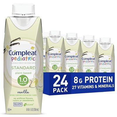 Compleat Pediatric Standard 250mL, Plant Based Nutritionally Complete Shake, Tube Feeding Formula, Vanilla Flavor, 24 Pack