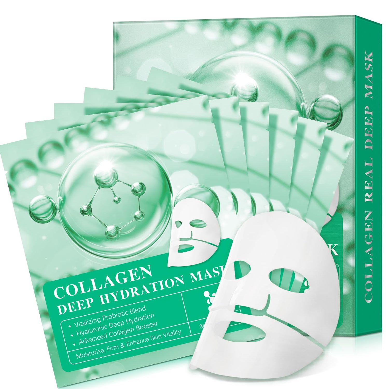 Collagen Real Deep Mask 34gx6ea, Deep Collagen Overnight Face Mask, Pore Minimizing, Elasticity Enhancing, Anti-Wrinkle Lifting and Firming Skin