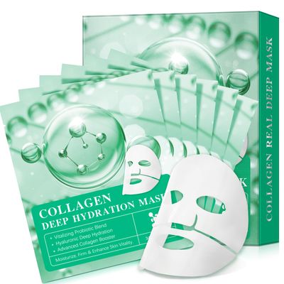 Collagen Real Deep Mask 34gx6ea, Deep Collagen Overnight Face Mask, Pore Minimizing, Elasticity Enhancing, Anti-Wrinkle Lifting and Firming Skin