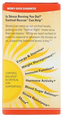 Terry Naturally Cortisol Rescue - Adrenal Health Energy Support Supplement - Vitamin C Riboflavin Formula - Vegan Supplement with Vitamin B12, Biotin DHEA - 60 Capsules (60 Servings)