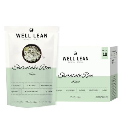 Well Lean Shirataki Konjac Rice - 10 Pack - For Quick Dinner Meals, Ideal for Keto, Paleo, and Low Carb Diets - Ready to Eat, Rice Alternative