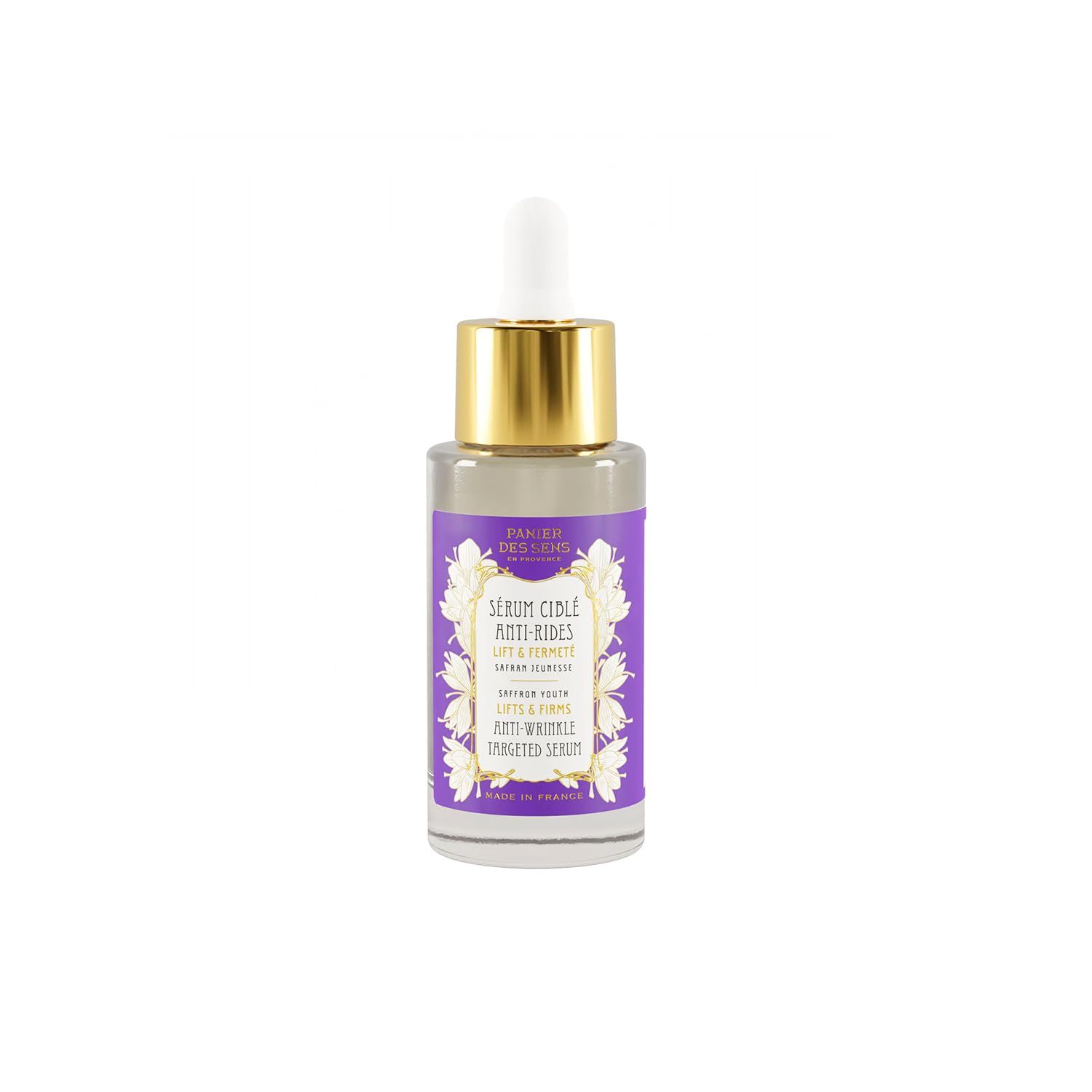 Panier des Sens - Anti Aging Serum for Face - Saffron Extract Hyaluronic Acid - Anti Wrinkle and Lift - Skin Care for Women Made in France - Hydrating Facial Serum 97 Natural Ingredients - 1 floz