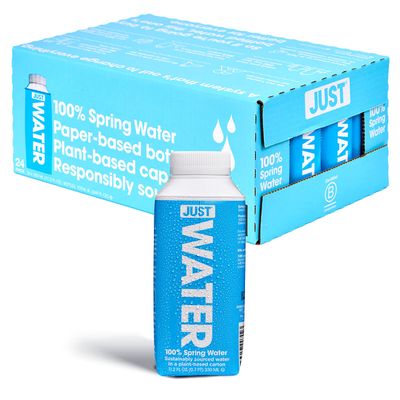 JUST Water - 100 Spring Water, Naturally Alkaline, 8.0 pH - Plant-Based, BPA Free, Sustainable and Fully Recyclable Boxed Water Bottle - Eco-Friendly - 11.2 Fl Oz (Pack of 24)