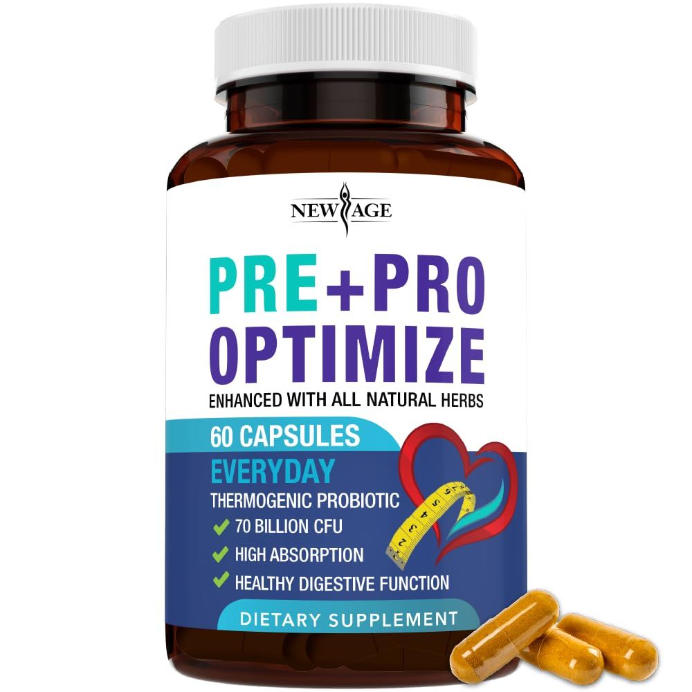 NEW AGE Pro Optimize Probiotics for Women, Menopause, Digestive Health - Support for Bloating, Hot Flashes, Joint Support, Night Sweats - Gut Health Metabolism - Dong Quai (60 (Pack of 1))