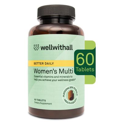 WellWithAll Women s Multivitamin Daily Supplement with Essential Vitamins, Minerals Iron Supports Immunity, Heart Health, Bone Health, Energy Mood Major Allergen - Free 60 Tablets