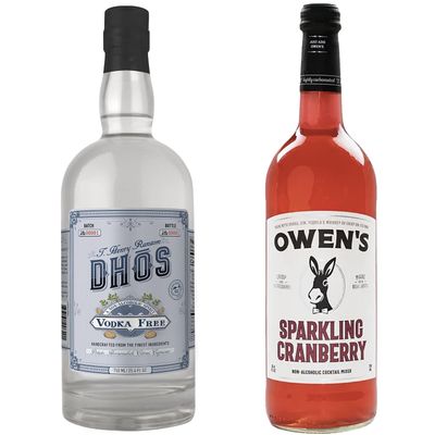 Dh s Handcrafted Non-Alcoholic Vodka 750 ML Bottle w Owen s Mixers Sparkling Cranberry 750 ML Bottle - Keto-Friendly, Zero Sugar, Zero Calories, Zero Proof - Perfect for Mocktails - Made in USA