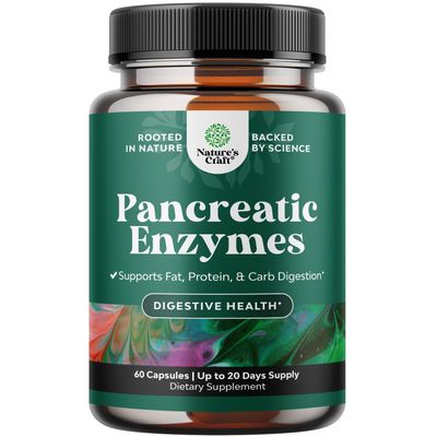 Pancreatin Digestive Enzymes Digestion for Gut Health - Pancreatic Digestive Enzymes for Women Men with Protease, Lipase Amylase - Bloating, Stomach Health, Fat, Carb Protein - 60 Count