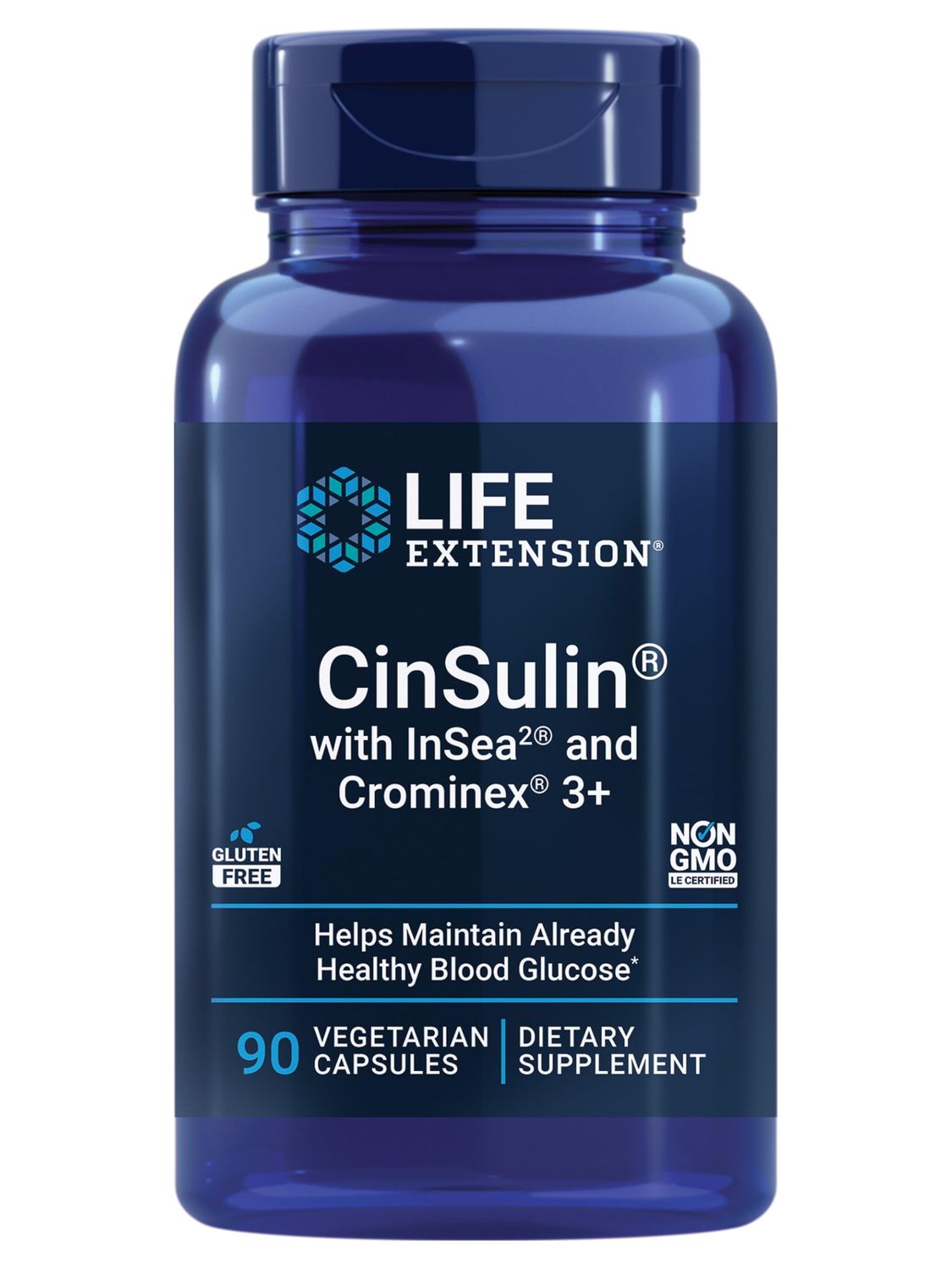 Life Extension CinSulin with InSea2 and Crominex 3, shilajit, amla Fruit, Cinnamon, Brown Seaweed, Supports Healthy Metabolism and Satiety, Gluten-Free, Non-GMO, Vegetarian, 90 Capsules