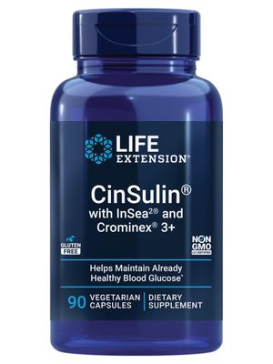 Life Extension CinSulin with InSea2 and Crominex 3, shilajit, amla Fruit, Cinnamon, Brown Seaweed, Supports Healthy Metabolism and Satiety, Gluten-Free, Non-GMO, Vegetarian, 90 Capsules