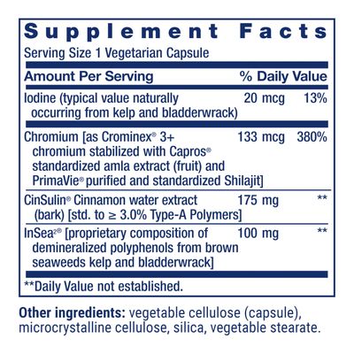 Life Extension CinSulin with InSea2 and Crominex 3, shilajit, amla Fruit, Cinnamon, Brown Seaweed, Supports Healthy Metabolism and Satiety, Gluten-Free, Non-GMO, Vegetarian, 90 Capsules