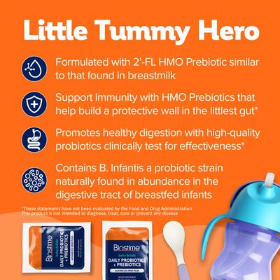 Biostime Baby Probiotic for Kids with HMO Prebiotic Fiber Kids Immune Support Constipation Relief and Digestion Support Probiotics for Kids, Toddlers and Infants - 28 Powder Packets