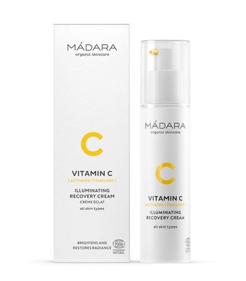 M DARA Organic Skincare Vitamin C Illuminating Recovery Cream - 50 ml, Vitamin C moisturiser with hyaluronic acid, Hydrating and brightening face cream, All skin types, Vegan, Ecocert certified