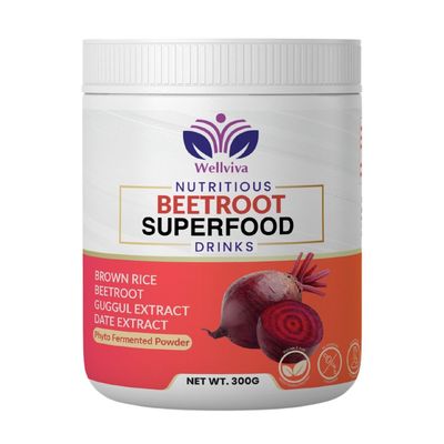 Wellviva Beetroot Superfood Nutritious Oat Drink 300g I Fiber with 101 Fruits Vegetables, Superfood with Beetroot Powder