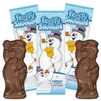 Sweetzo Christmas Frosty Shaped Candy Bars, Double Crisp Milk Chocolate Candies, Stocking Stuffer Gifts - 3 Ounces (Pack of 3) Snowman