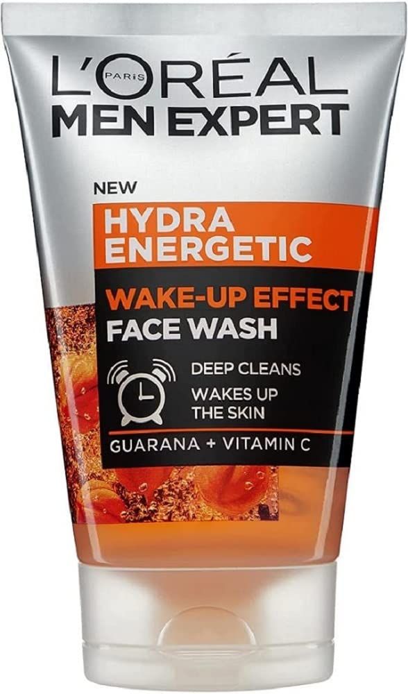 L Or al Paris men expert Wake-up Effect Face Wash 100ml, Hydra Energetic Face Wash With Vitamin C, for Dull and Tired-Looking Skin, Cleanses Pores and Energises Skin