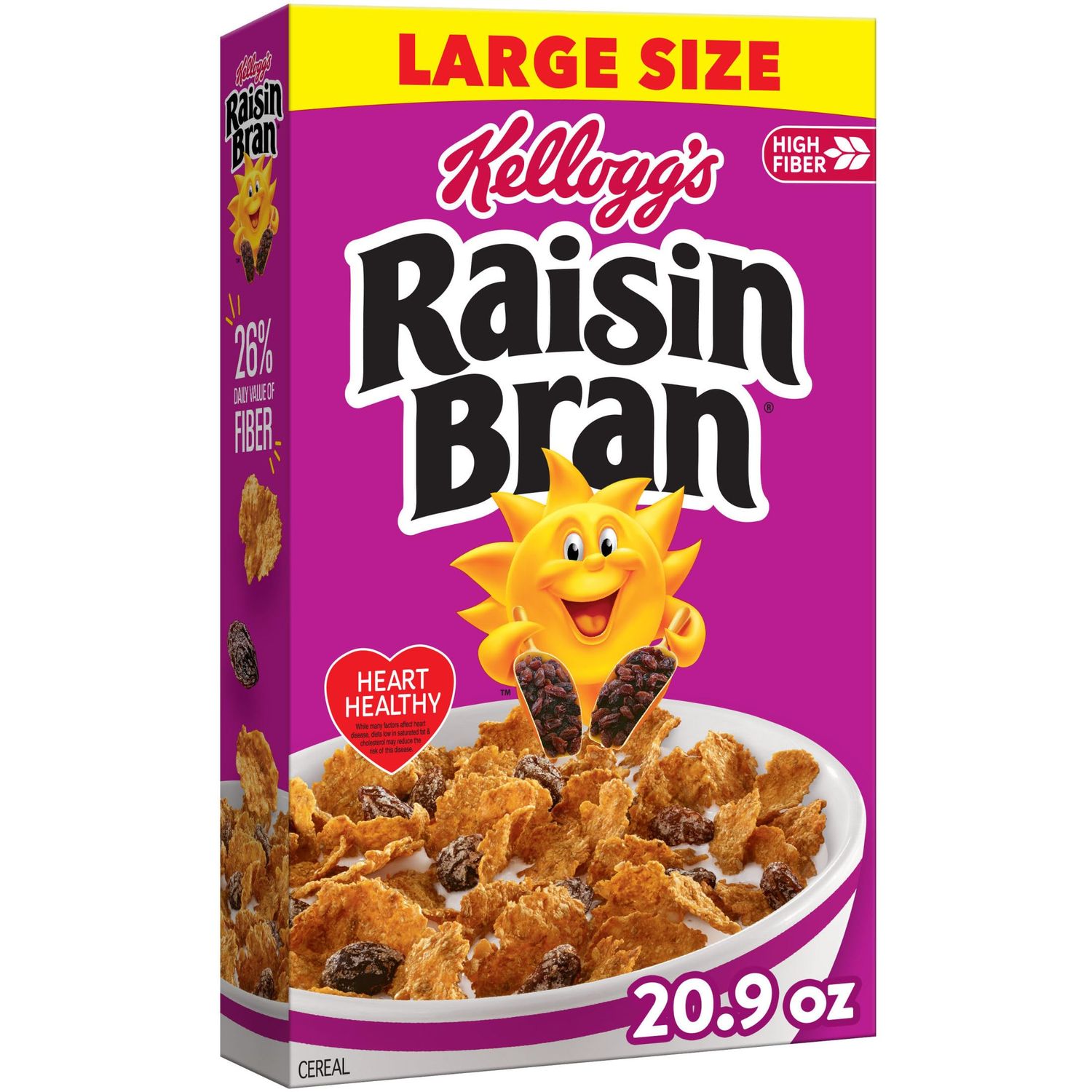 Kellogg&#39;s Raisin Bran Breakfast Cereal, Fiber Cereal, Family Breakfast, Large Size, Original, 20.9oz Box (1 Box)
