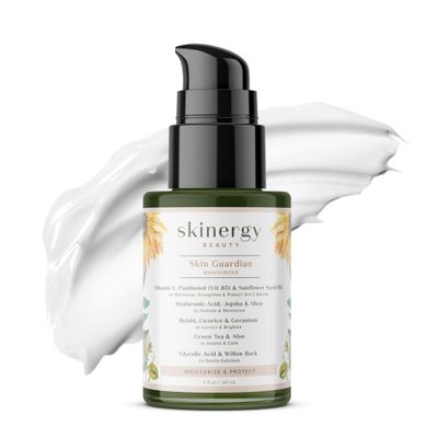 Skinergy Beauty Skin Guardian Moisturizer for Normal, Dry, Combination Skin - Glycolic Acid, Hyaluronic Acid, Vitamin E- Moisturizes, Protects, Brightens - 2 FL