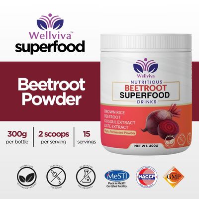 Wellviva Beetroot Superfood Nutritious Oat Drink 300g I Fiber with 101 Fruits Vegetables, Superfood with Beetroot Powder