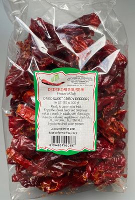 PEPERONI CRUSCHI -ITALIAN SWEET CRISPY PEPPERS , 100 g (3.5 oz) , up to 10 servings (Peperone Crusco della Basilicata)