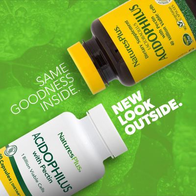 Natures Plus Acidophilus with Pectin - 90 Capsules - Probiotic Supplement with 1 Billion Viable Cells Pectin - Vegan, Gluten Free - 90 Servings