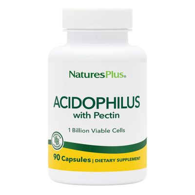 Natures Plus Acidophilus with Pectin - 90 Capsules - Probiotic Supplement with 1 Billion Viable Cells Pectin - Vegan, Gluten Free - 90 Servings