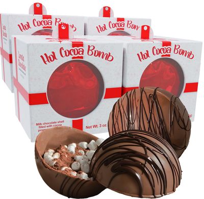 Hot Chocolate Bombs, Large, For Hot Cocoa Filled with Cocoa Powder and Mini Marshmallows 3 oz. (4)