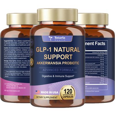 GLP-1 Akkermansia Probiotic Supplement - Hunger Metabolism Support with Berberine HCI, Garcinia Cambogia, Apple Cider Vinegar, Green Tea Extract for Women Men, 120 Count