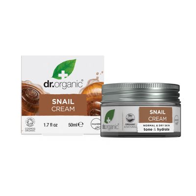 Dr. Organic Snail Gel Face Cream Rejuvenates and Moisturizes, Improves Skin Tone and Hydration, Natural, Certified Organic, Paraben SLS-Free, 50 mL 1.7 fl oz