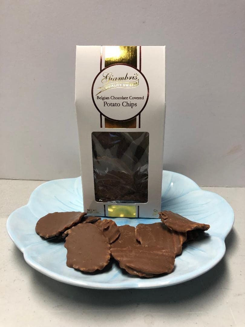 Giambri&#39;s Quality Sweets-Belgian Milk Chocolate Covered Potato Chips, Sold as a Two Pack, 12oz..