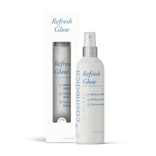 Cosmedica Skincare Refresh Glow Hydrating Peptide Spray with Matrixyl 3000, Cucumber Extract Hyaluronic Acid for Revitalized Skin - 4 oz