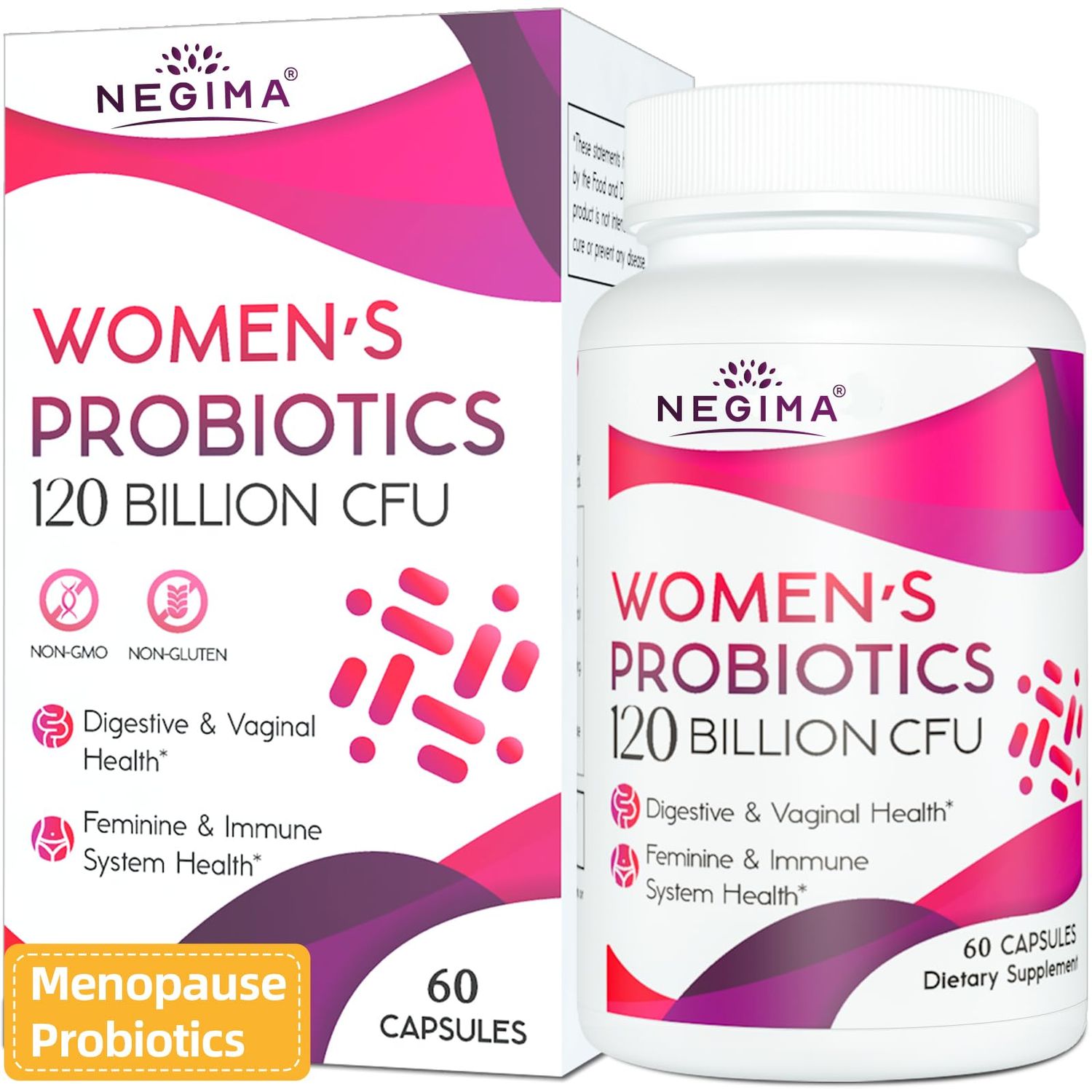 Menopause Supplements for Women, 120 Billion CFUs Probiotics for Women, 13-in-1 Herbs Botanicals Complex, for Hormone Menopause, Hot Flashes, Night Sweats, Mood Swings, Sleep Disturbances - 60 Caps