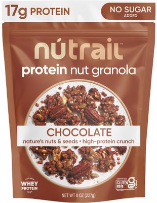 NuTrail 17g Protein Nut Granola Cereal, Chocolate No Sugar Added, Keto, Low Carb, Gluten Free, Grain Free, Healthy Breakfast 8 oz. 1 Count