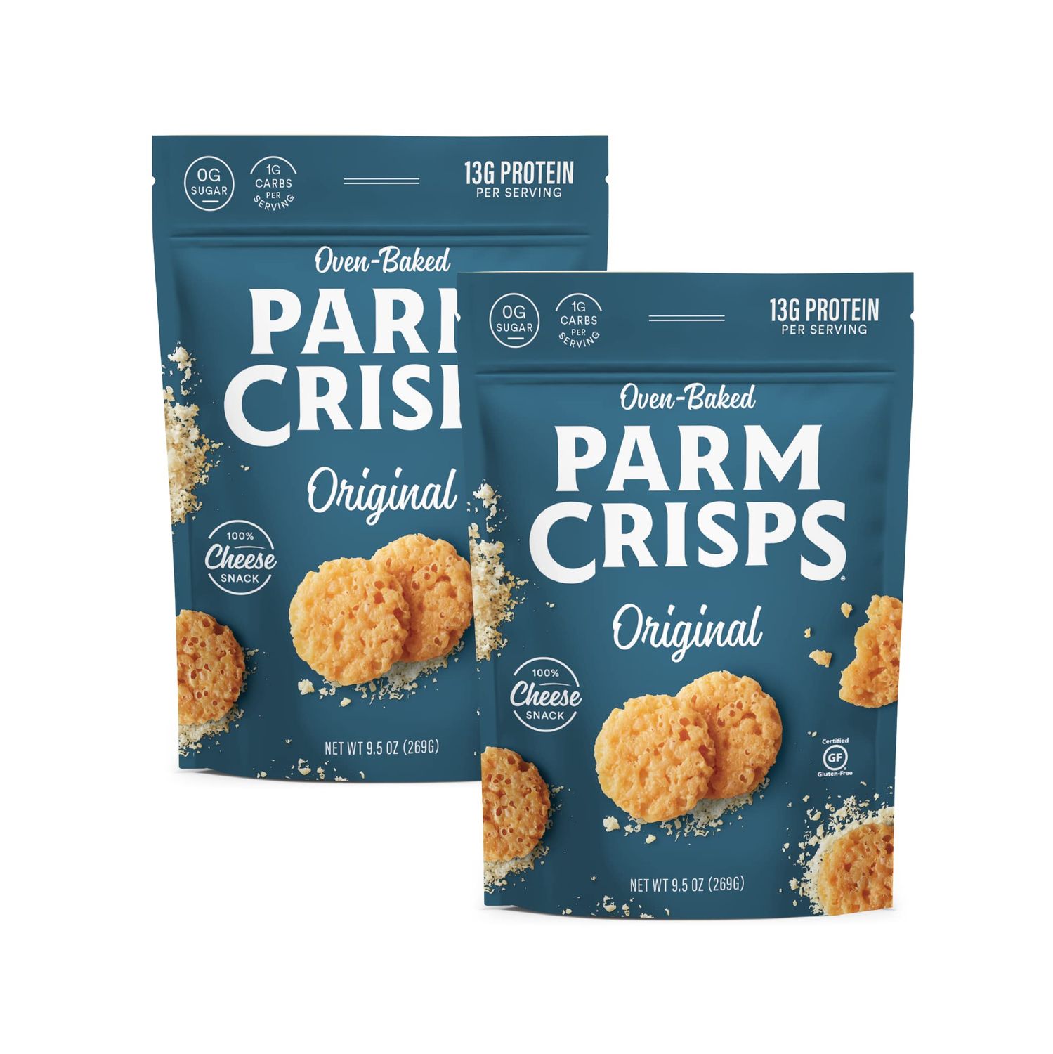ParmCrisps Party Size Original, 9.5 oz (Pack of 2), Keto Snacks, 100 Cheese Crisps, Gluten Free, Sugar Free, Keto-Friendly