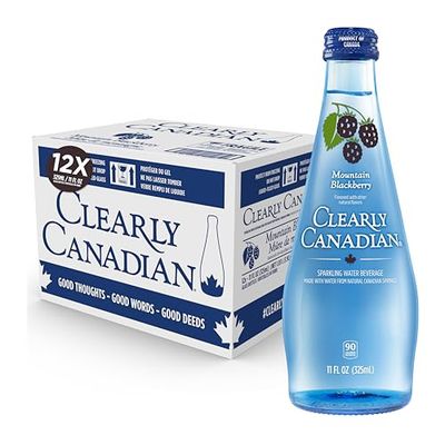 Clearly Canadian Mountain Blackberry Sparkling Spring Water Beverage, Natural Carbonated, Flavored Seltzer Water, 1 Case (12 Bottles x 325mL)