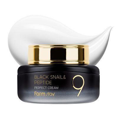 FARMSTAY Black Snail Peptide 9 Perfect Cream, Snail Mucin Moisturizer for Elastic Glow Skin, Hydrating Nourishing, Anti-aging, Skin Barrier Repair, for Women Men, Korean Skin Care, 1.85 Fl. Oz