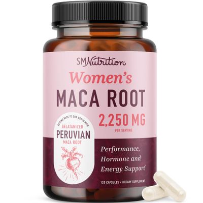 Organic Maca Root Capsules for Women Peruvian Maca 2250MG Extra Strength Red, Black Yellow Root Powder with Black Pepper Herbal Supplement to Support Energy Hormone Balance 120 Ct