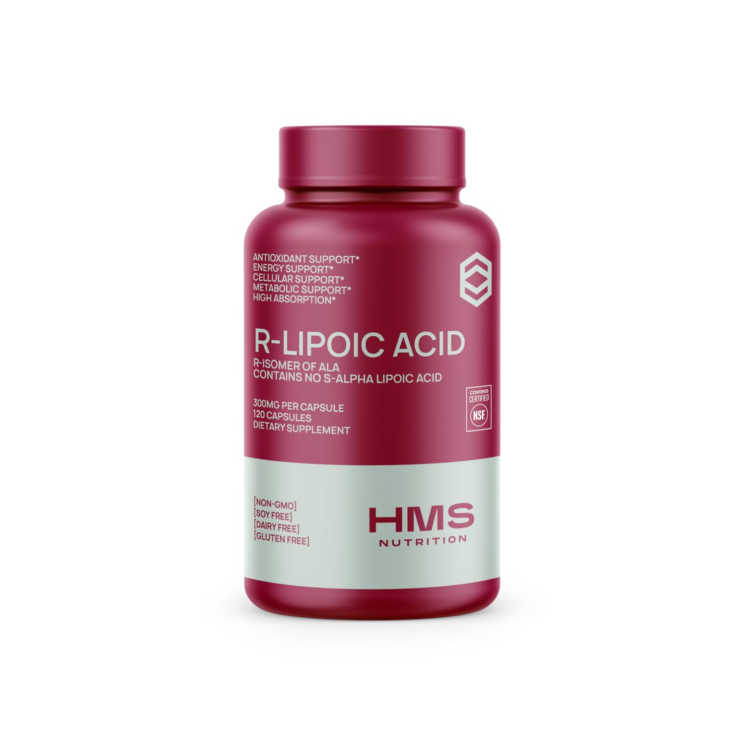 Stabilized R-Lipoic Acid 300mg Per Serving, R Alpha Lipoic Acid ALA Supplement Antioxidant for Nerve, Energy Metabolism Support, NSF Certified Supplements,Non-GMO Vegan,120 Capsules,4 Month Supply