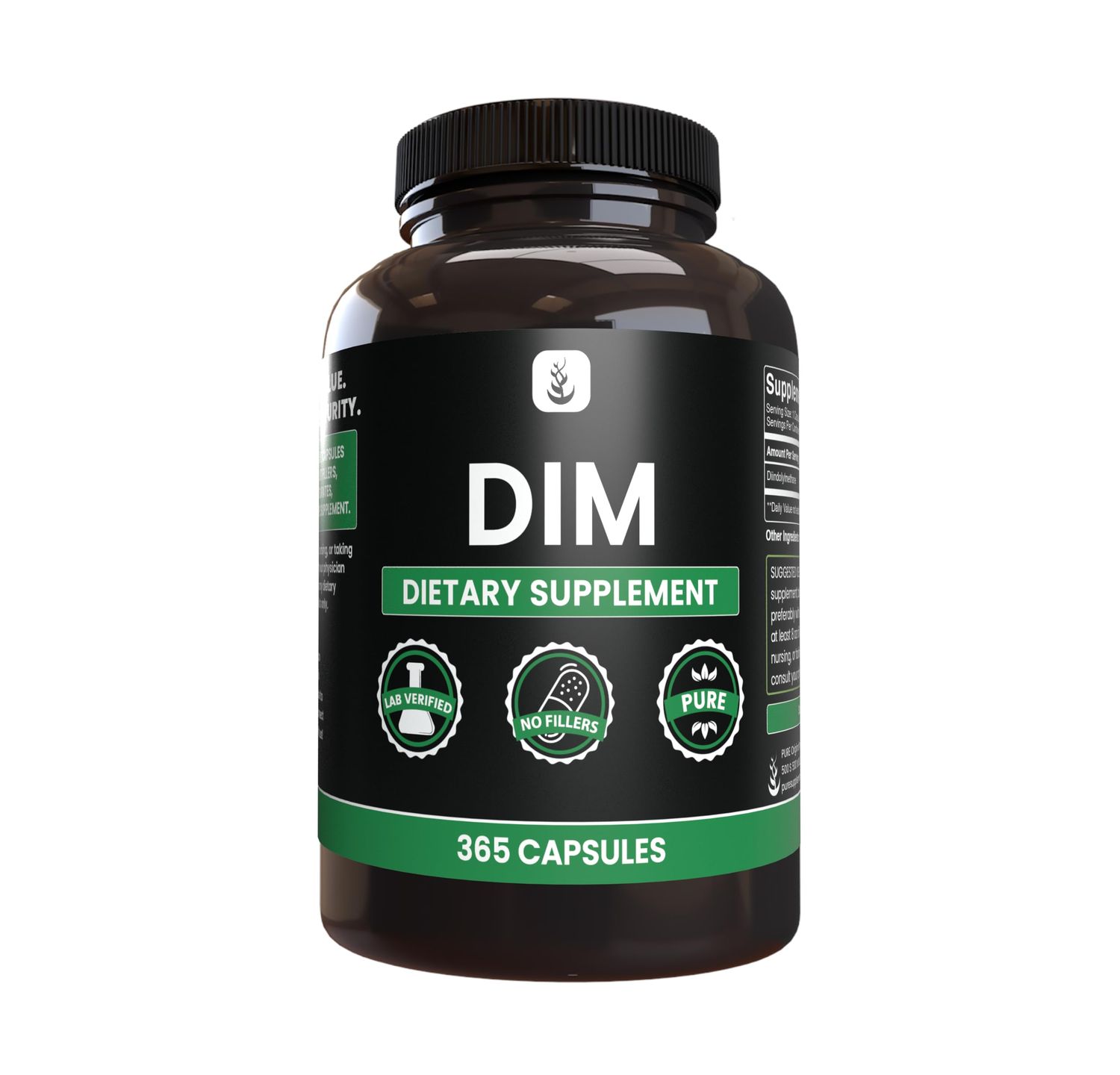 PURE ORIGINAL INGREDIENTS Diindolylmethane (DIM) (365 Capsules) No Magnesium Or Rice Fillers, Always Pure, Lab Verified