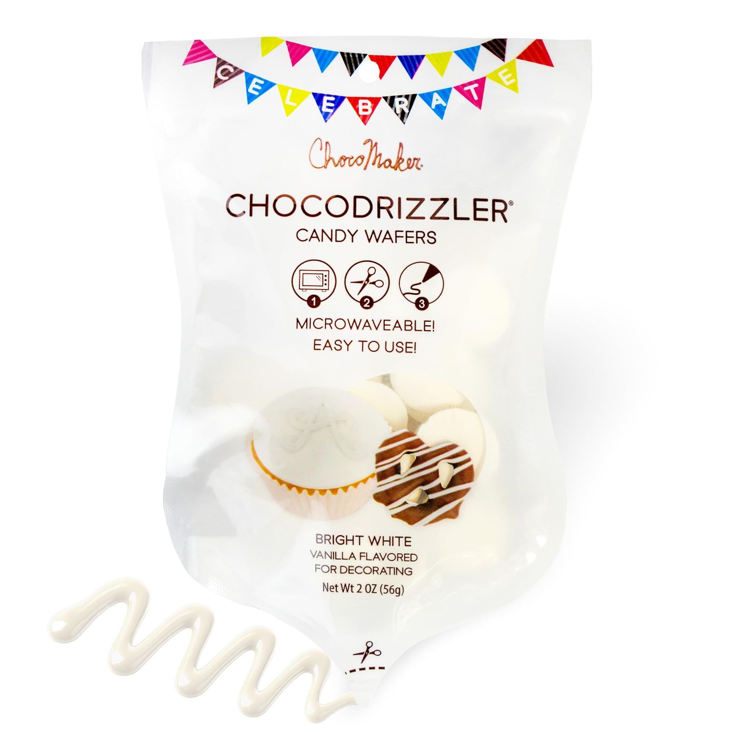 ChocoMaker ChocoDrizzler Candy Wafers, Vanilla-Flavored Bright White