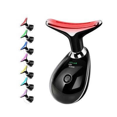 Generic Face and Neck Massager, 7 Color Face Neck Tool, Anti-Wrinkle Facial device (Black)
