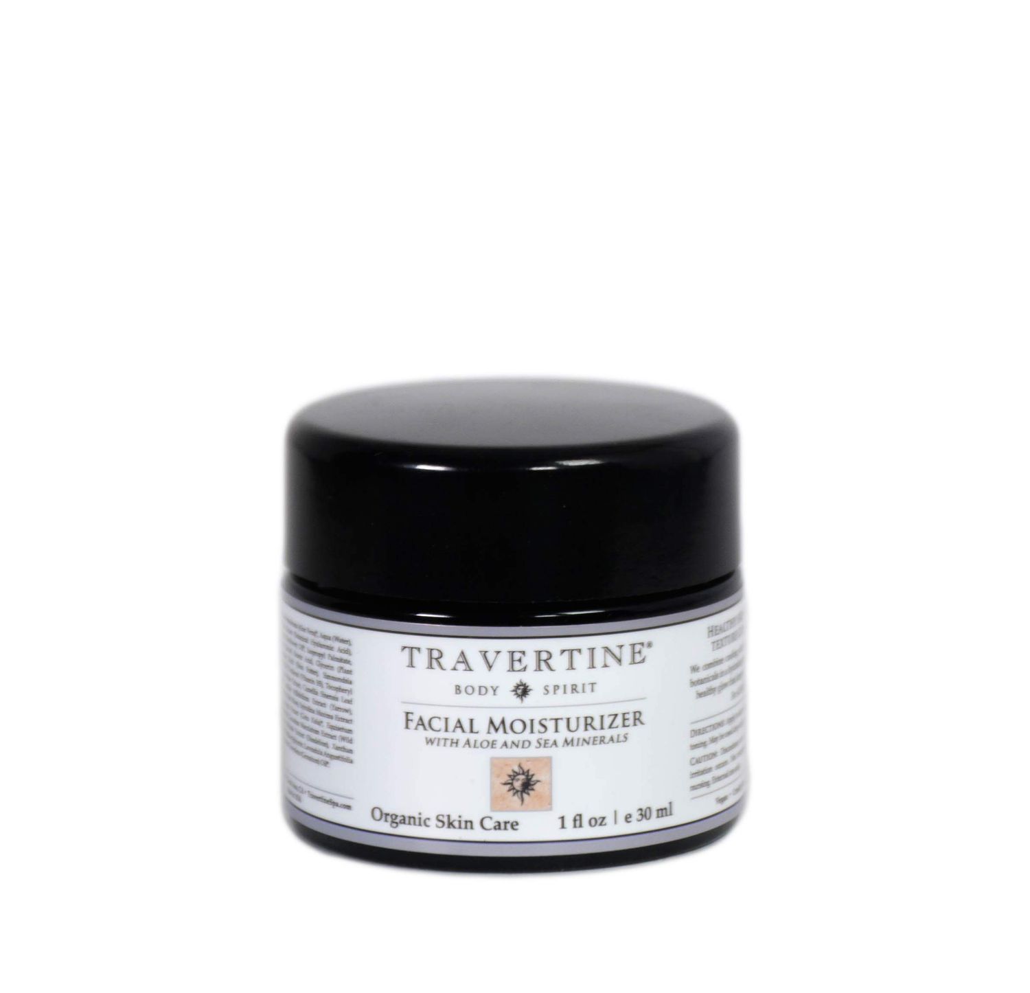 Travertine Spa Facial Moisturizer with Aloe and Sea Minerals Plant-Based Hyaluronic Acid Vitamin-Rich Sea Minerals For Men and Women