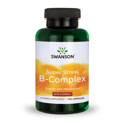 Swanson Vitamin B-Complex wVitamin C - Natural Supplement Promoting Stress Relief, Energy Support Aiding Immune Health - May Support Metabolism Nervous Health - (100 Capsules)