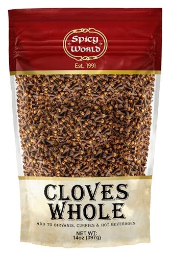Spicy World Whole Cloves Bulk 14 Oz Bag - Premium Quality - Great for Foods, Clove Tea, Clove Pomander Balls Potpourri - Aromatic Richly Flavored Cloves Whole