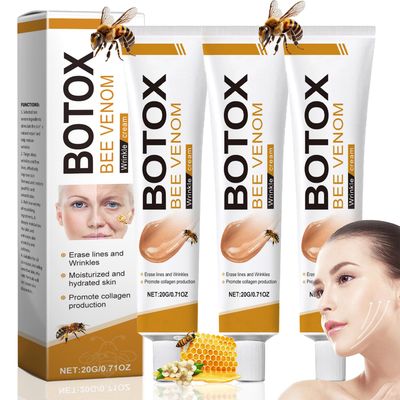 Loobexery 3PCS Botox Bee Venom Wrinkle Removal Cream, Bee Venom Anti-Wrinkle Firming Cream, Anti-Aging Bee Venom Face Cream Moisturiser, Bee Venom Repair Cream Lifting Recovery for All Skin Type