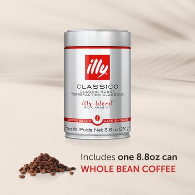 Illy Classico Whole Bean Coffee, Medium Roast, Classic Roast With Notes Of Caramel, Orange Blossom And Jasmine, 100 Arabica Coffee, No Preservatives, 8.8 Ounce Can (Pack Of 1)