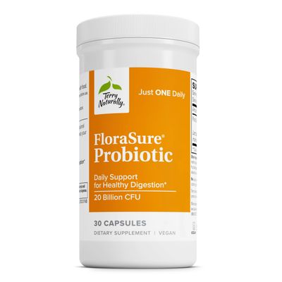Terry Naturally FloraSure Probiotic - Digestion Supplement to Aid Against Occasional Bloating Support Gas Relief - Gut Health Support Supplement with Bifidobacterium Bifidum - 30 Capsules