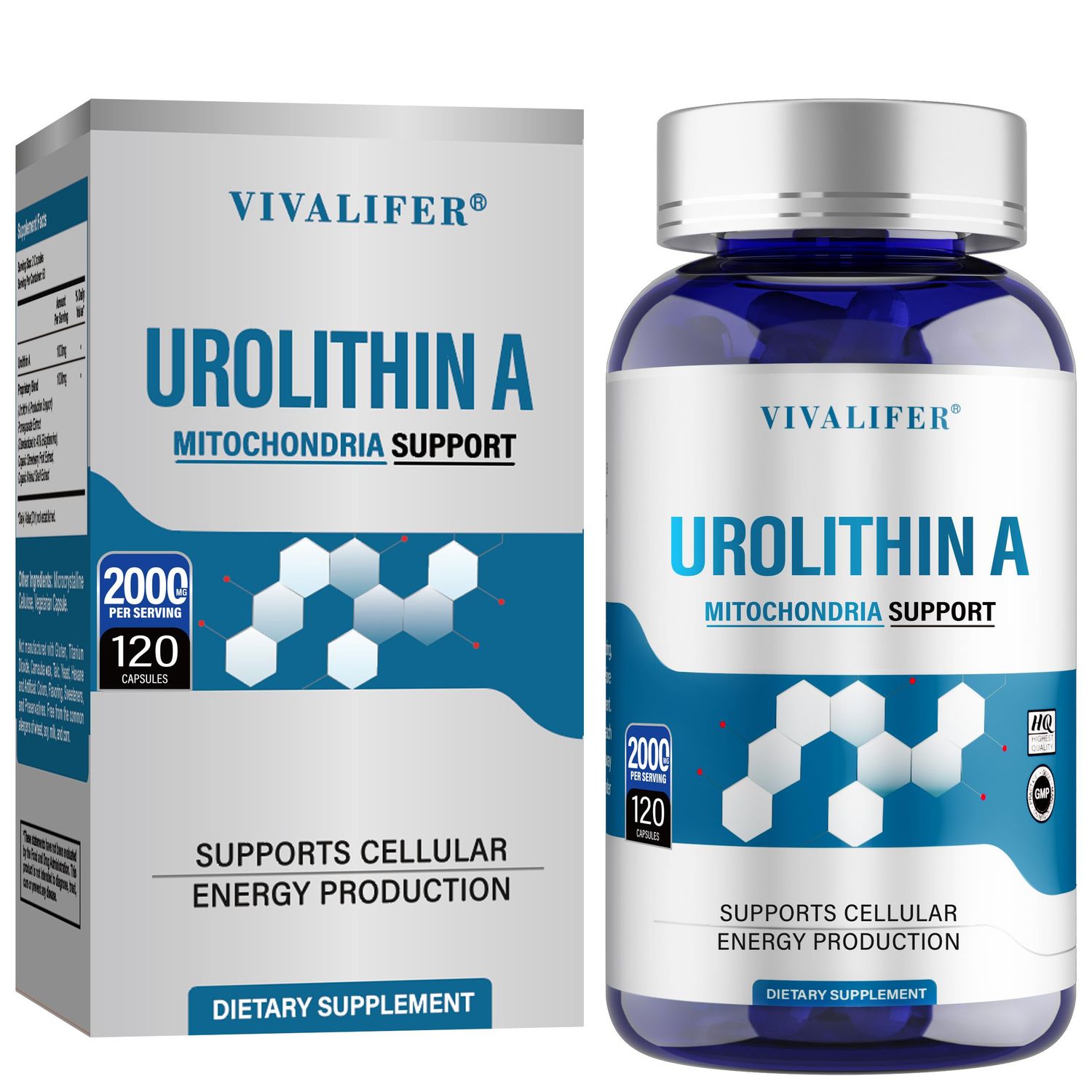 DQQI Urolithin A Supplement 2000 mg - 120 Capsules Powerful Antioxidant Protection, Promoting Healthy Aging Mitochondrial Health and Cell Repair Support for Men Women