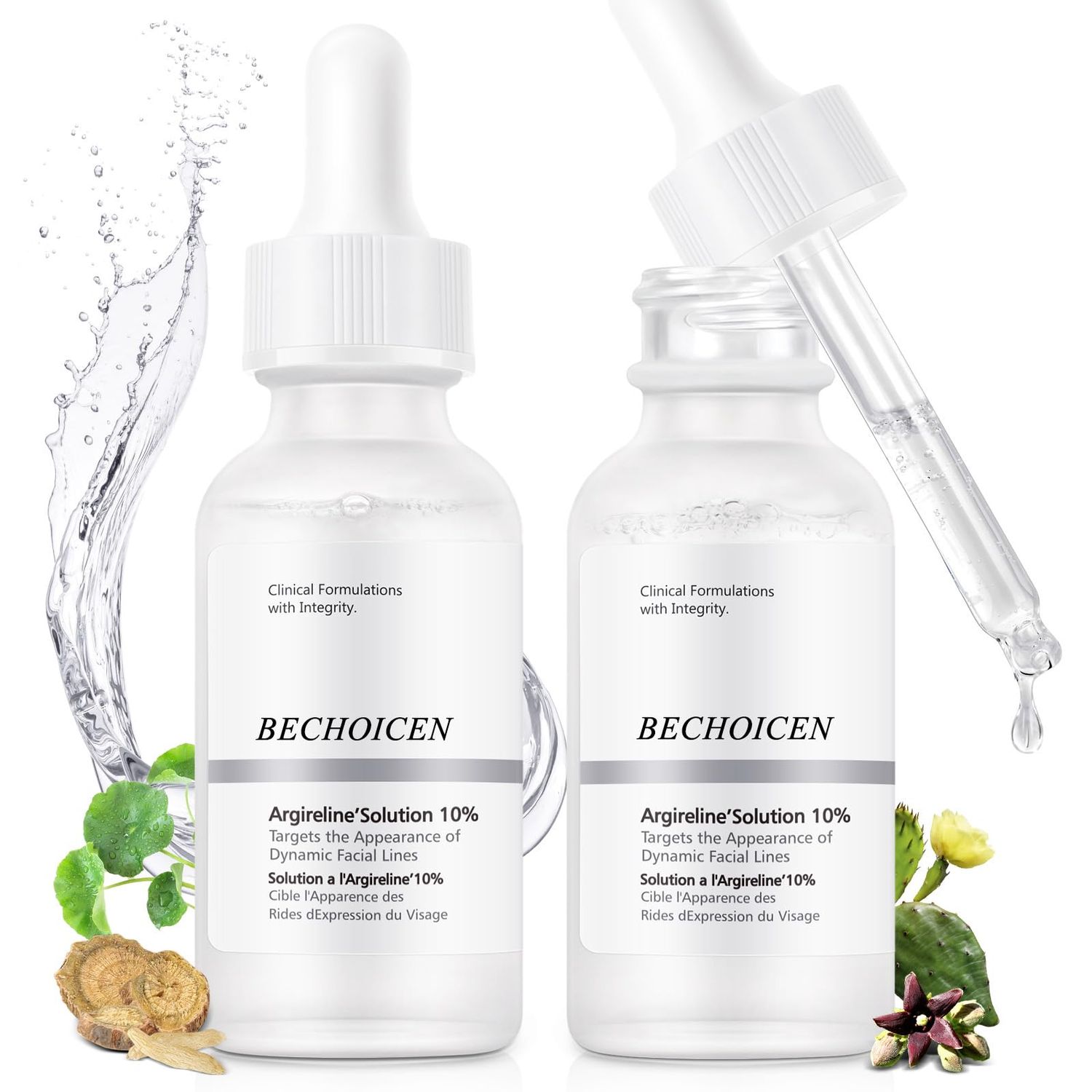 Anti Aging Argireline Solution 10,Anti Wrinkle Hydrating Argireline Serum with Centella Hyaluronic Acid for Skin Barrier Repair,30ml Peptides Serum for Face Reduce Fine Lines,2Pcs